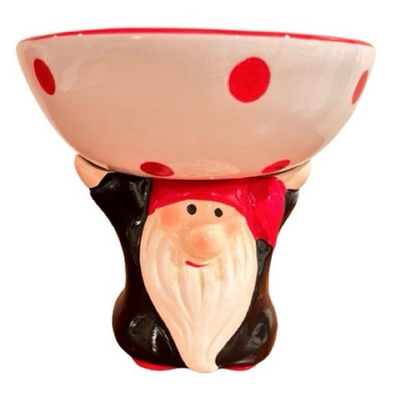 NWT- Christmas Gnome Polka Dot Candy /Serving Dish. - Picture 1 of 6